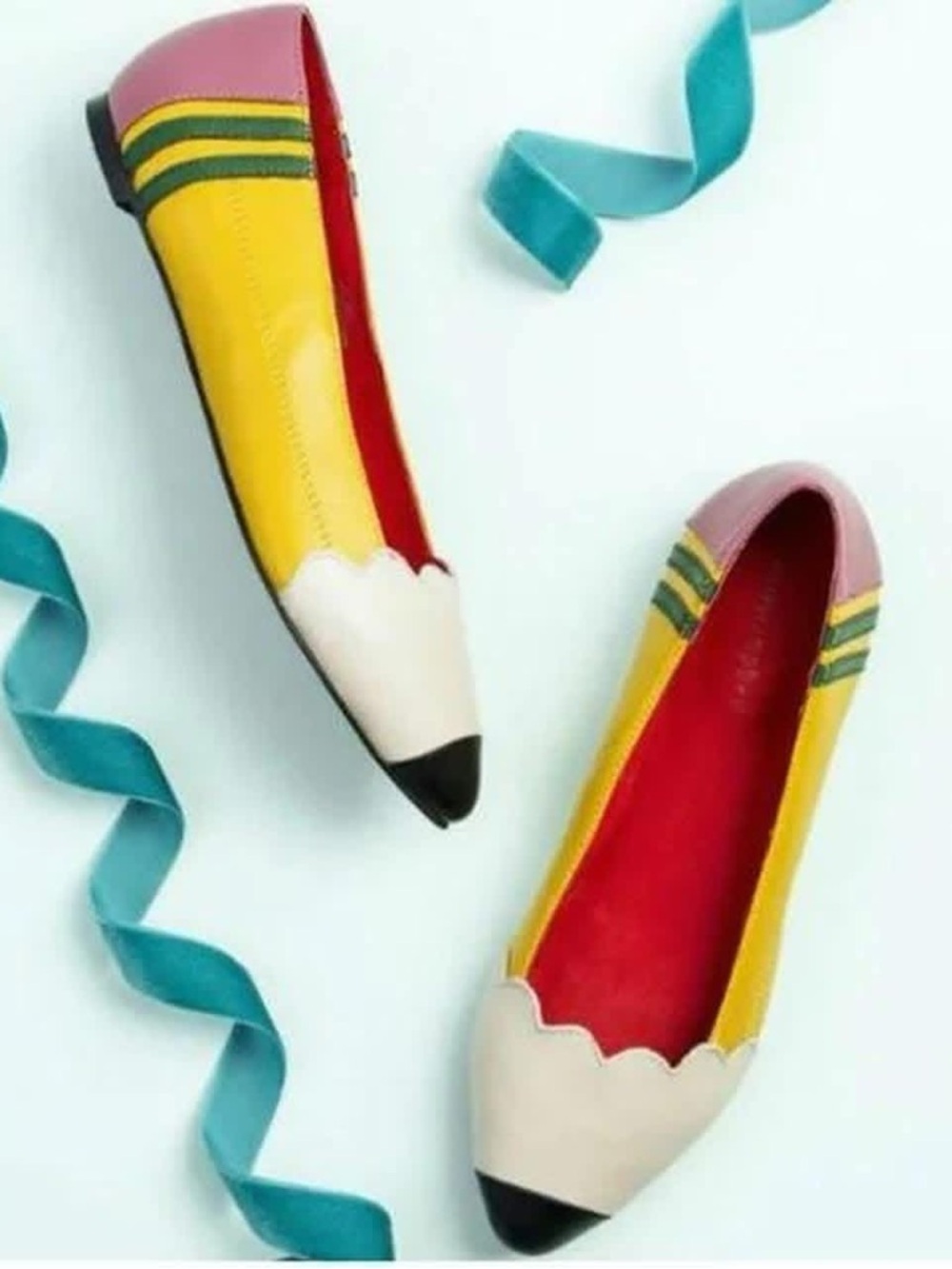 Jeffrey Campbell Yellow, Pink and Black Pencil-Inspired Flats